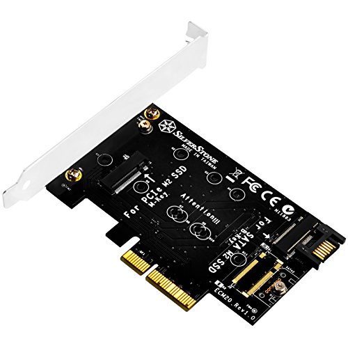 SilverStone SST-ECM20 - PCI-E Erweiterungskarte 1x PCI-E x4 zu M.2 (NGFF) und 1x SATA zu M.2 von SilverStone Technology