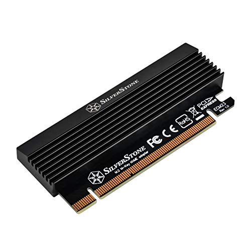 SilverStone SST-ECM23 - PCI-E Erweiterungskarte SuperSpeed, PCI Express x4 auf M.2 (M Key), Aluminium Kühlkörper + Thermal Pad von SilverStone Technology