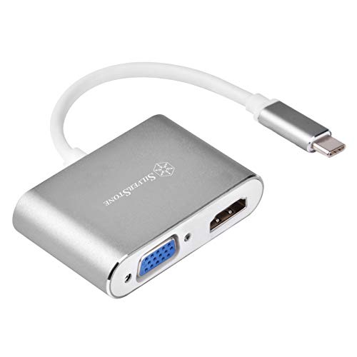 SilverStone SST-EP16C - Adapter USB Type-C auf VGA und HDMI; HDMI unterstützt 4Kx2K@30Hz, VGA unterstützt 1920x1200@120Hz, Doppelbildschirmanzeige von SilverStone Technology