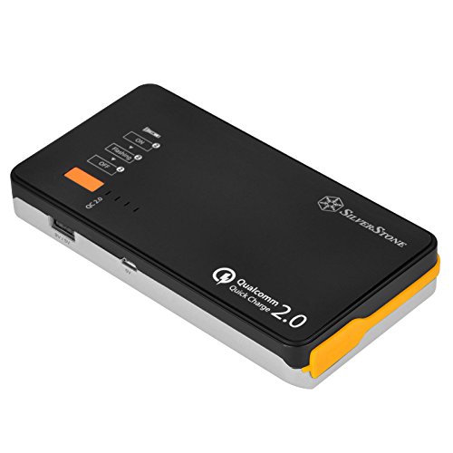 SilverStone SST-PB06BS - 10,000mAh Powerbank mit KFZ-Starthilfe und Dual-Mode LED Taschenlampe, Quick-Charge 2.0 Schnellladetechnologie von SilverStone Technology