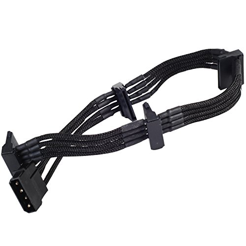 SilverStone SST-PP07-BTSB - Netzteilverlängerungskabel 30cm Molex auf 4x SATA, schwarz von SilverStone Technology