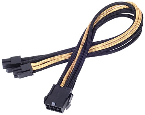 SilverStone SST-PP07-EPS8BG - Netzteil-Verlängerungskabel 30cm EPS 8pin auf EPS/ATX 4+4pin, schwarz/gold von SilverStone Technology