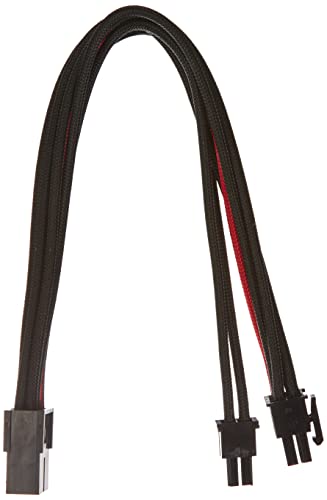 SilverStone SST-PP07-PCIBR - Netzteil-Verlängerungskabel 25cm 8pin auf PCI-E 6+2pin, schwarz/rot von SilverStone Technology