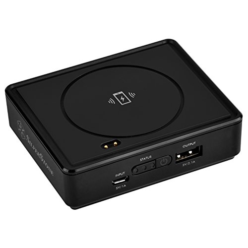 SilverStone SST-QIB052 - 2-in-1 5200mAh Qi Lader Powerbank mit zusätzlichem USB Ladeport, kompatibel mit allen standard Qi Endgeräten, stapelbar, schwarz von SilverStone Technology