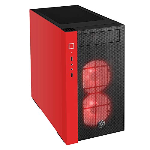 SilverStone SST-RL08BR-RGB - Red Line Mini Tower Micro-ATX Gaming Computer Gehäuse, Seitenteil aus gehärtetem Glas, schwarz von SilverStone Technology