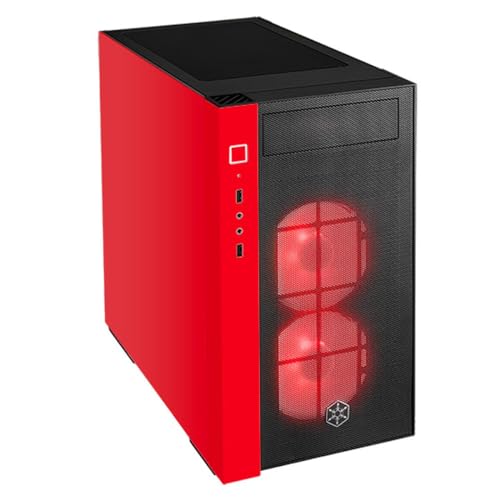 SilverStone SST-RL08BR-RGB - Red Line Mini Tower Micro-ATX Gaming Computer Gehäuse, Seitenteil aus gehärtetem Glas, schwarz von SilverStone Technology