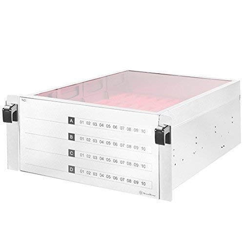 SilverStone SST-RMB51-W - 5U Datenträgeraufbewahrungsschrank für bis zu 40x 3,5" HDDs oder SSDs mit Sichtfenster sowie antistatischer und stoßsicherer Polsterung aus Polyethylen, Silber von SilverStone Technology