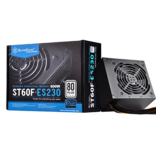 SilverStone SST-ST60F-ES230 - Strider Essential Serie, 600W 80 Plus 230V EU ATX flüsterleises PC-Netzteil mit 120 mm-Lüfter von SilverStone Technology