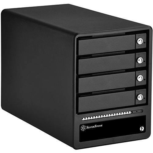 SilverStone SST-TS433-TB - Thunderbolt 2 Externes Festplatten-Gehäuse für 4 x 2,5" oderr 3,5"-HDDs oder SSDs mit lautlosem internem 90 mm-Lüfter, schwarz von SilverStone Technology