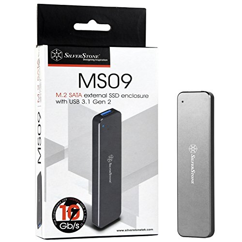 SilverStone Technology M.2 SATA SSD auf USB 3.1 Gen 2 Gehäuse mit einziehbarem Aluminium USB Typ-A Gehäuse in Anthrazit MS09C von SilverStone Technology