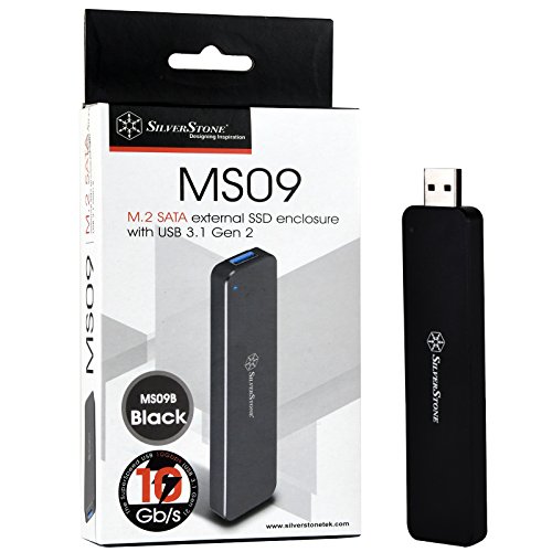 SilverStone Technology M.2 SATA SSD auf USB 3.1 Gen 2 Gehäuse mit einziehbarem Aluminium USB Typ-A Gehäuse in schwarz MS09B von SilverStone Technology