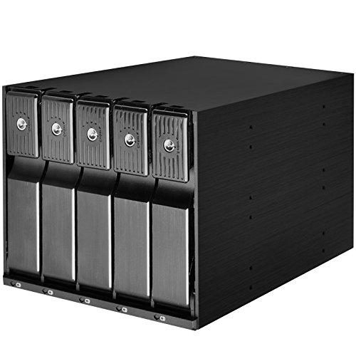 SilverStone Technology SST-FS305-12G - trägerloser 3 x 5,25" Aluminium Hot Swap Festplatten-Wechselrahmen für 5 x 3,5" SAS-12G/SATA-6G-HDDs oder SSDs mit Metallschloss an jeder Einschubtür, Schwarz von SilverStone Technology