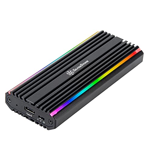 SilverStone Technology SST-MS13 - USB-C-3.2-Gen2-10-Gbps-NVMe- / SATA-M.2-SSD-RGB-Gehäuse, 71175, Schwarz von SilverStone Technology