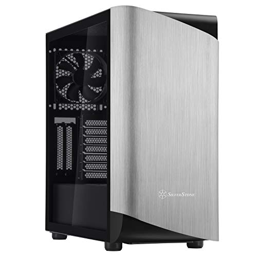 SilverStone Technology SST-SEA1SB-G - SETA A1 Mid-Tower ATX Computer Gehäuse, Seitenteil aus gehärtetem Glas, Silber auf schwarz von SilverStone Technology