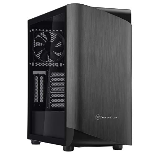 SilverStone Technology SST-SEA1TB-G - SETA A1 Mid-Tower ATX Computer Gehäuse, Seitenteil aus gehärtetem Glas, Titan auf Schwarz von SilverStone Technology