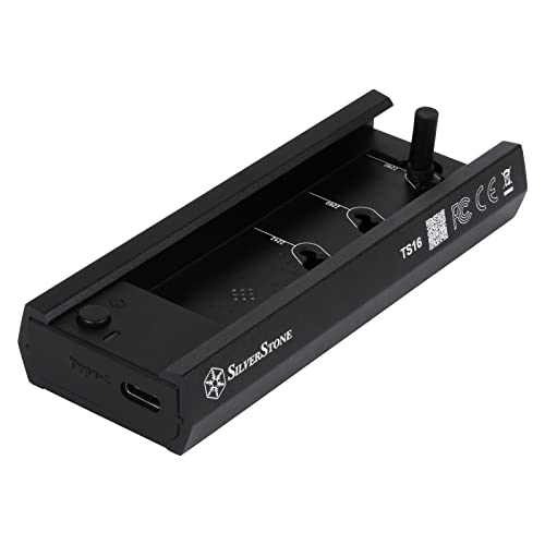 SilverStone Technology TS16, Externe 10-Gb s-SuperSpeed-USB-C-3.2-Gen-2-zu-NVMe SATA-M.2-SSD-Dockingstation, die kein Werkzeug erfordert, SST-TS16 schwarz von SilverStone Technology