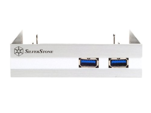 Silverstone FP36S Aluminium-Frontplatte, 2 x USB 3.0-Anschlüsse, 8,9 cm auf 5 x 6,3 cm (3,5 Zoll) Bay Converter Device (Silber) von SilverStone Technology