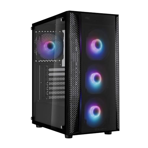 Silverstone SST-FAB1-PRO - FARA Tower ATX Gaming Computer Gehäuse, Elegantes Zuluftdesign, Seitenteil aus gehärtetem Glas, 4X 120-mm-ARGB-Lüfter + ARGB Controller, schwarz von SilverStone Technology