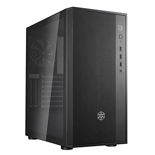 Silverstone SST-FAR1B-G-V2 - FARA R1-V2 Tower ATX Computer Gehäuse, Mesh Front Panel, Seitenteil aus gehärtetem Glas,schwarz von SilverStone Technology