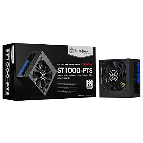 Silverstone Sst-ST1000-PTS - Strider Platinum Serie, 1000W 80 Plus Platinum ATX Flüsterleises PC-Netzteil mit 120 mm HYB-Lüfter, 140 mm tief, 100% Modular von SilverStone Technology