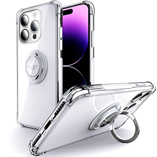 Silverback Handyhülle Kompatibel mit iPhone 14 Pro Hülle mit 360 Grad Ring Halter Schutzhülle TPU Schock Stoßfester Stoßfänger Weiche Dünn Case für iPhone 14 Pro Hülle - Klar von Silverback