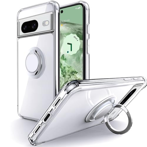 Silverback Hülle Kompatibel mit Google Pixel 8 Handyhülle mit 360 Grad Ring Halter Schutzhülle TPU Schock Stoßfester Stoßfänger Weiche Dünn Case für Pixel 8 - Clear von Silverback