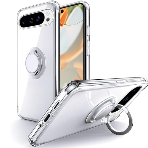 Silverback Hülle Kompatibel mit Google Pixel 9 Pro XL Handyhülle mit 360° Ring Halter Schutzhülle TPU Cover Stoßfester Stoßfänger Dünn Case für Google Pixel 9 Pro XL Hülle 6,8 Zoll - Transparent von Silverback