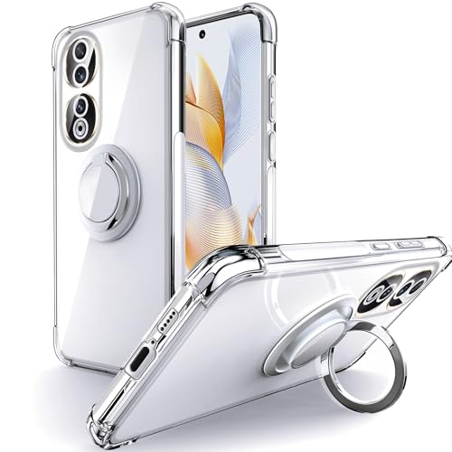 Silverback Hülle Kompatibel mit Honor 90 Handyhülle mit 360 Grad Ring Halter Schutzhülle TPU Schock Stoßfester Stoßfänger Weiche Dünn Case für Honor 90 - Clear von Silverback