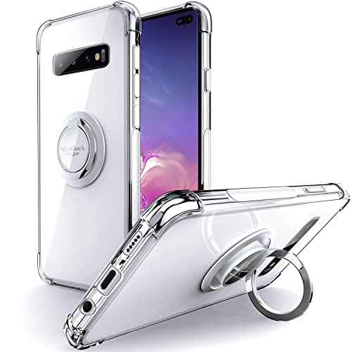 Silverback Hülle Kompatibel mit Samsung Galaxy S10 Handyhülle mit 360 Grad Ring Halter Schutzhülle TPU Schock Stoßfester Stoßfänger Weiche Dünn Case für Samsung Galaxy S10 - Clear von Silverback