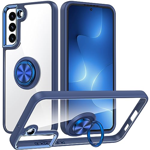 Silverback Hülle Kompatibel mit Samsung Galaxy S22 Handyhülle mit Ring Halter Schutzhülle Dünn Leichtgewicht case für Samsung Galaxy S22 5G, Blau Transparent von Silverback