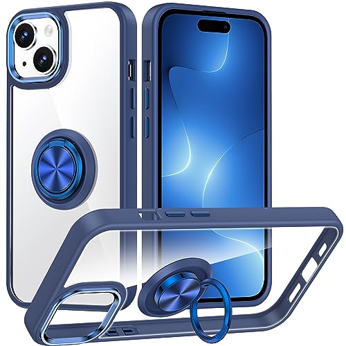 Silverback Hülle Kompatibel mit iPhone 15 Handyhülle mit 360 Grad Ring Halter Schutzhülle TPU Schock Stoßfester Stoßfänger Dünn Case für iPhone 15 Hülle (6.1") - Blau von Silverback