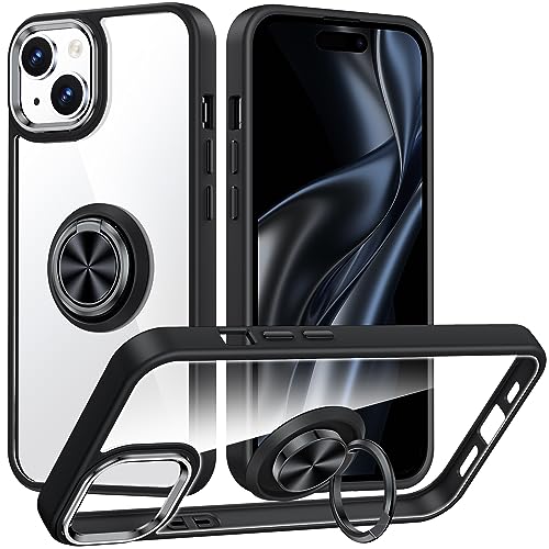 Silverback Hülle Kompatibel mit iPhone 15 Handyhülle mit 360 Grad Ring Halter Schutzhülle TPU Schock Stoßfester Stoßfänger Dünn Case für iPhone 15 Hülle (6.1") - Schwarz von Silverback
