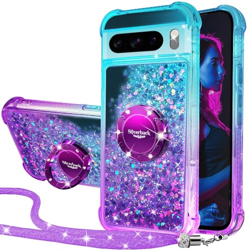 Silverback für Google Pixel 8 Pro Hülle mit Band, Mädchen Frauen Glitzer Handyhülle mit Ring Halter Ständer Schutzhülle für Google Pixel 8 Pro Case - LILA Silverback für Google Pixel 8 Pro Hülle mit Band, Mädchen Frauen Glitzer Handyhülle mit Ring Halter Ständer Schutzhülle für Google Pixel 8 Pro Case - LILA von Silverback