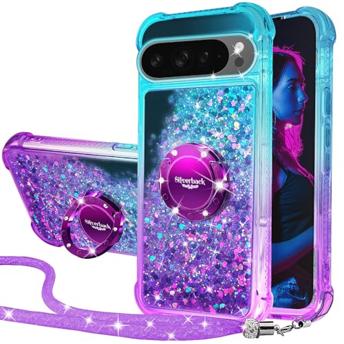 Silverback für Google Pixel 9 Pro XL Hülle mit Band, Mädchen Frauen Glitzer Handyhülle mit Ring Halter Ständer Schutzhülle für Google Pixel 9 Pro XL Case - LILA Silverback für Google Pixel 9 Pro XL Hülle mit Band, Mädchen Frauen Glitzer Handyhülle mit Ring Halter Ständer Schutzhülle für Google Pixel 9 Pro XL Case - LILA von Silverback