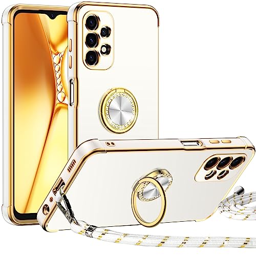 Silverback für Samsung Galaxy A13 4G Hülle mit Band, [Miss Arts] Ring Ständer Handyhülle Frauen Mädchen Dünn Stoßfeste Schutzhülle für Samsung Galaxy A13 4G Case Weiß von Silverback