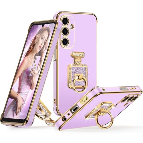 Silverback für Samsung Galaxy A14 5G Hülle, Handyhülle Samsung A14 5G mit Ständer, Mirror Rotatable Ring Ständer HandyHülle Frauen Mädchen SchutzHülle für Samsung A14 5G Case - Lila von Silverback