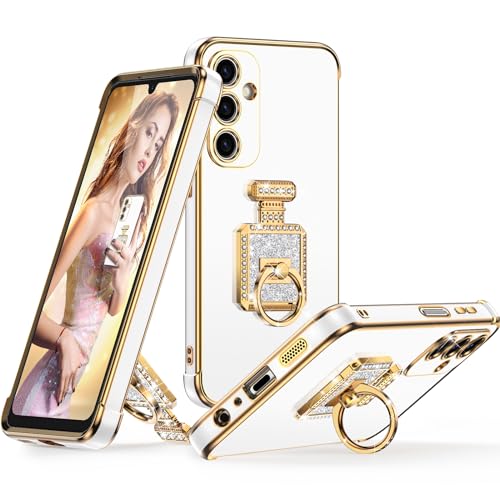 Silverback für Samsung Galaxy A14 5G Hülle, Handyhülle Samsung A14 5G mit Ständer, Mirror Rotatable Ring Ständer HandyHülle Frauen Mädchen SchutzHülle für Samsung A14 5G Case - Weiß von Silverback