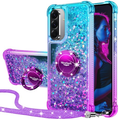 Silverback für Samsung Galaxy A56 5G Hülle mit Band, Mädchen Glitzer Handyhülle mit Ring, Silikon Flüssig Treibsand Schutzhülle für Samsung A56 5G Hülle Case - LILA Silverback für Samsung Galaxy A56 5G Hülle mit Band, Mädchen Glitzer Handyhülle mit Ring, Silikon Flüssig Treibsand Schutzhülle für Samsung A56 5G Hülle Case - LILA von Silverback