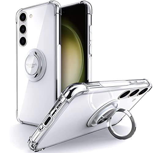 Silverback für Samsung Galaxy S23 Hülle mit 360 Grad Ring Halter Schutzhülle TPU Cover Stoßfester Stoßfänger Weiche Dünn Handyhülle für Samsung Galaxy S23 Case - Clear von Silverback