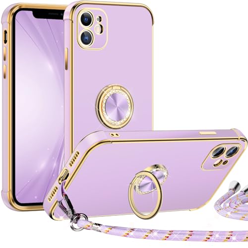 Silverback für iPhone 11 Hülle mit Band, [Miss Arts] Ring Ständer Handyhülle Handykette Frauen Mädchen Dünn Stoßfeste Schutzhülle für iPhone 11 Case Lila von Silverback