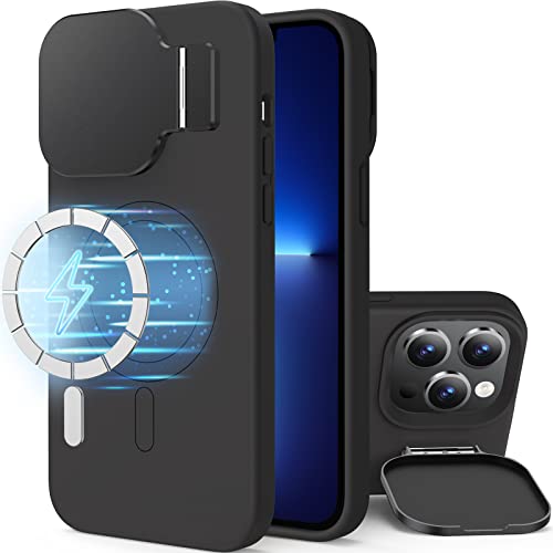 Silverback für iPhone 13 Pro Max Hülle mit Ständer HandyHülle mit Kameraschutz [Kompatibel mit MagSafe] Flüssiges Silikon Stoßfeste HandyHülle für iPhone 13 Pro Max - Schwarz von Silverback