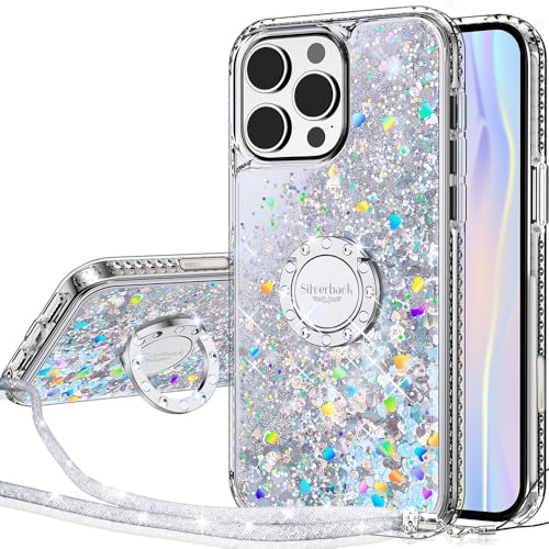 Silverback für iPhone 16 Pro Hülle mit Band, Mädchen Glitzer Handykette Handyhülle 360 Grad Ring Cover Flüssigkeit Clear Schutzhülle für iPhone 16 Pro Case- Splitter Silverback für iPhone 16 Pro Hülle mit Band, Mädchen Glitzer Handykette Handyhülle 360 Grad Ring Cover Flüssigkeit Clear Schutzhülle für iPhone 16 Pro Case- Splitter von Silverback