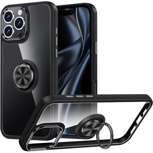 Silverback für iPhone 16 Pro Max Hülle, Handyhülle mit 360° Ring Halter Schutzhülle TPU Cover Stoßfester Stoßfänger Weiche Dünn Case - Schwarz von Silverback