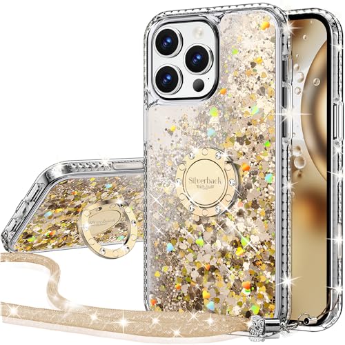 Silverback für iPhone 16 Pro Max Hülle mit Band, Mädchen Glitzer Handykette Handyhülle 360 Grad Ring Cover Flüssigkeit Clear Schutzhülle für iPhone 16 Pro Max Case- Gold Silverback für iPhone 16 Pro Max Hülle mit Band, Mädchen Glitzer Handykette Handyhülle 360 Grad Ring Cover Flüssigkeit Clear Schutzhülle für iPhone 16 Pro Max Case- Gold von Silverback