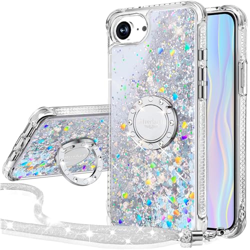 Silverback für iPhone 16E/SE4 Hülle mit Band, Mädchen Glitzer Handyhülle mit Ring, Silikon Flüssigkeit Treibsand Clear Handykette Schutzhülle für iPhone 16e Case - Silber Silverback für iPhone 16E/SE4 Hülle mit Band, Mädchen Glitzer Handyhülle mit Ring, Silikon Flüssigkeit Treibsand Clear Handykette Schutzhülle für iPhone 16e Case - Silber von Silverback