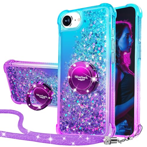 Silverback für iPhone 16E/SE4 Hülle mit Band, Mädchen Glitzer Handyhülle mit Ring, Silikon Flüssigkeit Treibsand Handykette Schutzhülle für iPhone 16e Case - LILA Silverback für iPhone 16E/SE4 Hülle mit Band, Mädchen Glitzer Handyhülle mit Ring, Silikon Flüssigkeit Treibsand Handykette Schutzhülle für iPhone 16e Case - LILA von Silverback