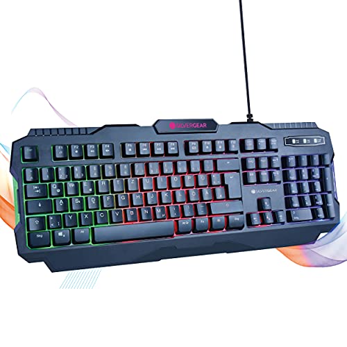 Silvergear® Gaming Tastatur mit QWERTZ-Layout | Tastatur für Gaming | Gaming Keyboard mit RGB LED Beleuchtung & 19 Anti Ghosting Tasten | Kabelgebundene Tastatur für Windows, Mac | Schwarz von Silvergear