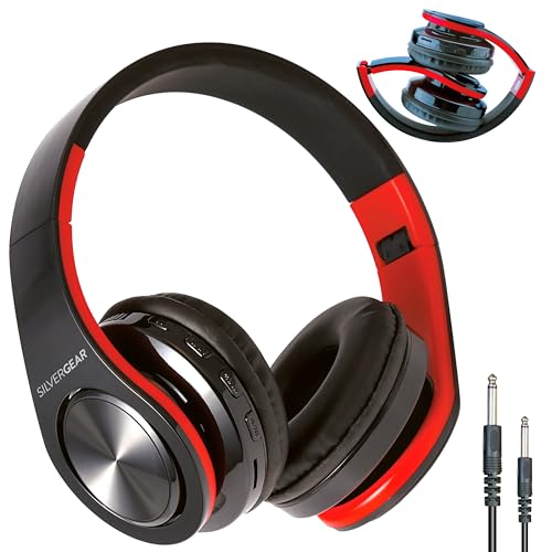 Silvergear® Over Ear Kopfhörer Bluetooth | Kabellose Bluetooth-Kopfhörer mit Freisprechfunktion | Faltbare Headphones mit 40h Spielzeit| Kabellose Kopfhörer Bluetooth für Handy, iPad, Laptop (Schwarz) von Silvergear