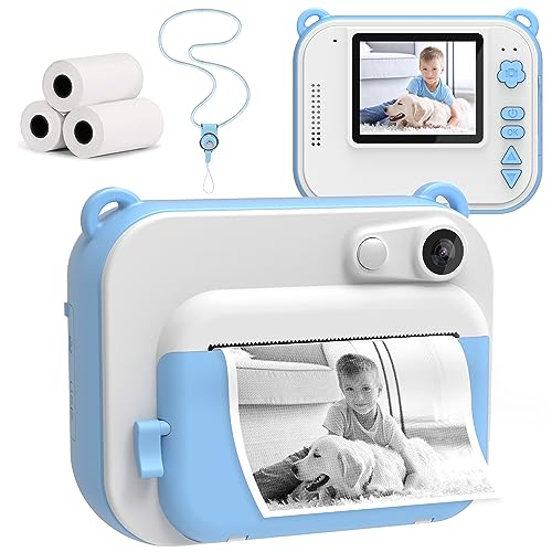 Silvergear® Sofortbildkamera für Kinder | Kinder-Fotokamera mit Papierdruck | mit Timer, Video- und MP3-Player | 2,0-Zoll-Bildschirm | Geschenk für Jungen und Mädchen (Blau) von Silvergear