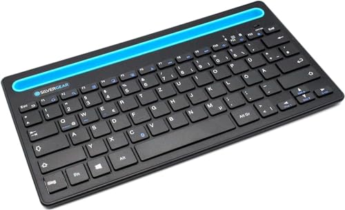 Silvergear Kabellose Tastatur mit Smartphone und Tablet Halterung QWERTZ-Layout - Schwarz von Silvergear